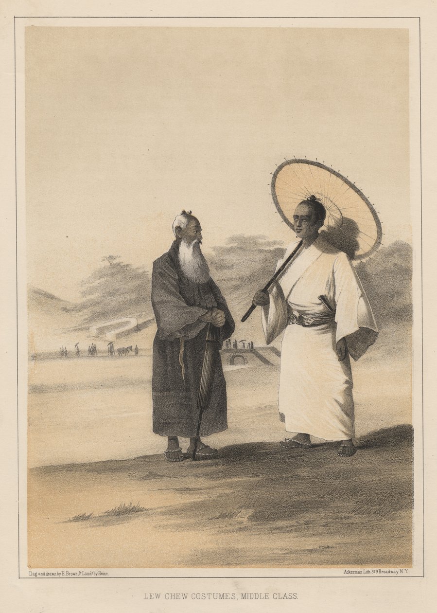 Trajes de Lew Chew, Classe Média, 1855 de Wilhelm Joseph Heine