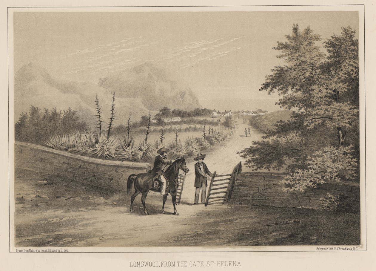 Longwood, do portão, Santa Helena, 1855 de Wilhelm Joseph Heine