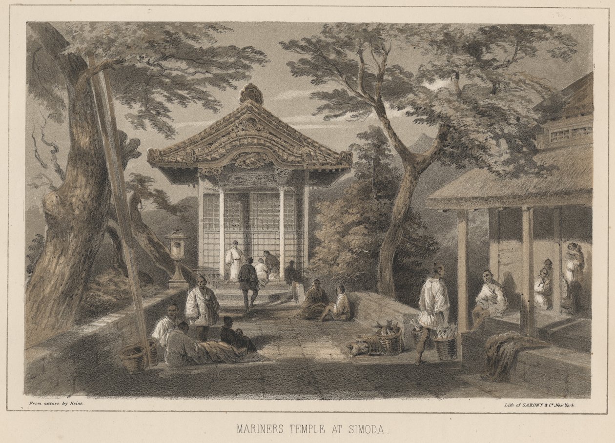 Templo dos navegantes em Simoda, 1855 de Wilhelm Joseph Heine