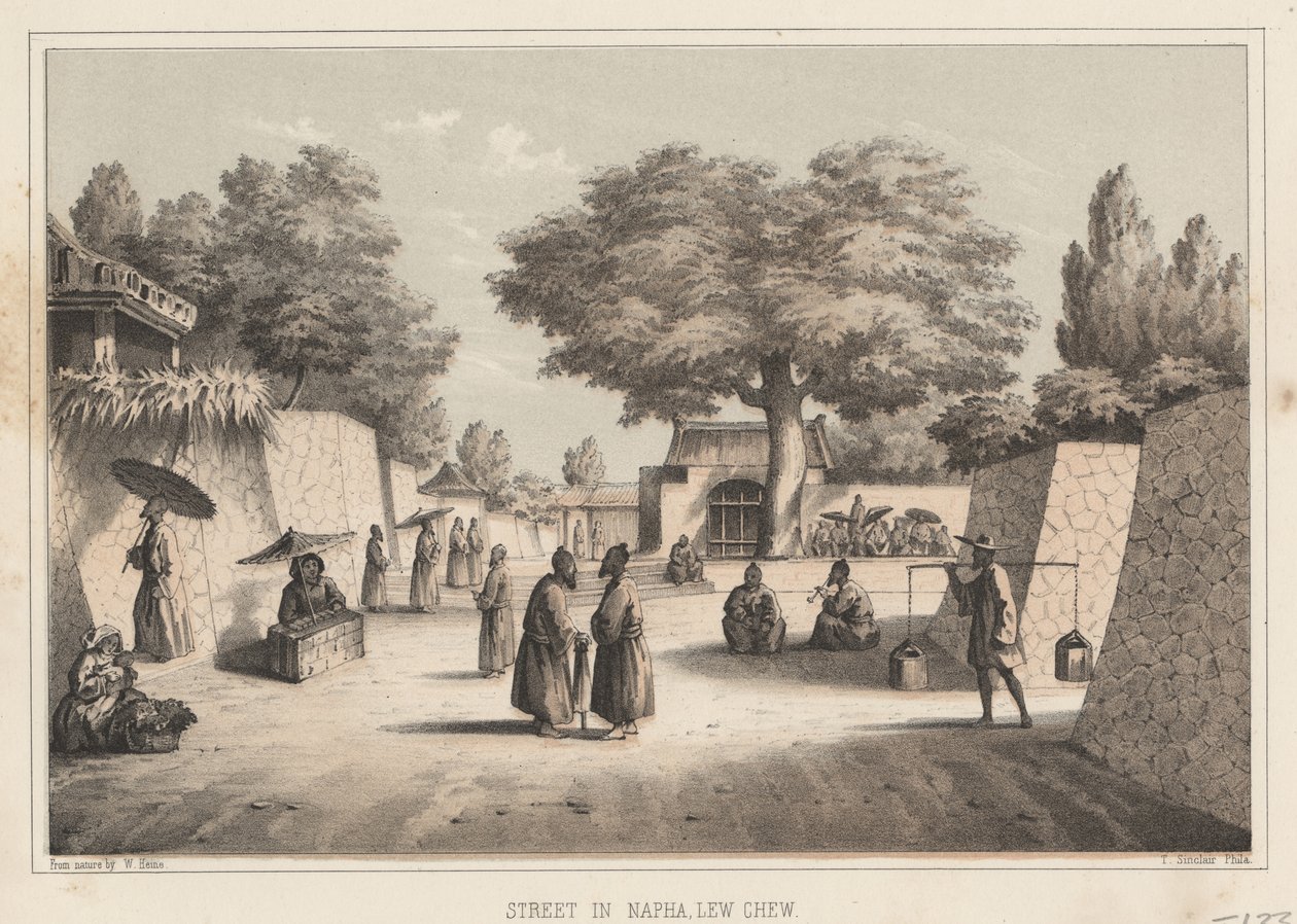 Rua em Napha, Lew Chew, 1855 de Wilhelm Joseph Heine