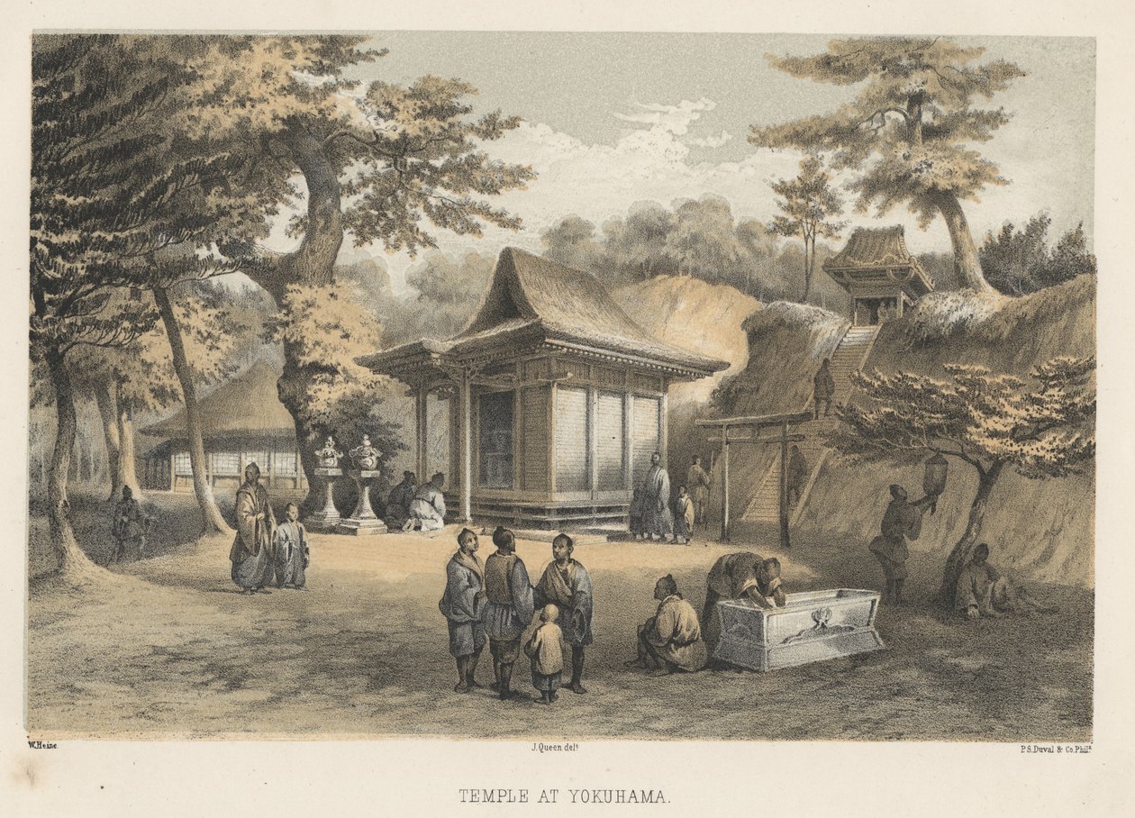 Templo em Yokuhama, 1855 de Wilhelm Joseph Heine