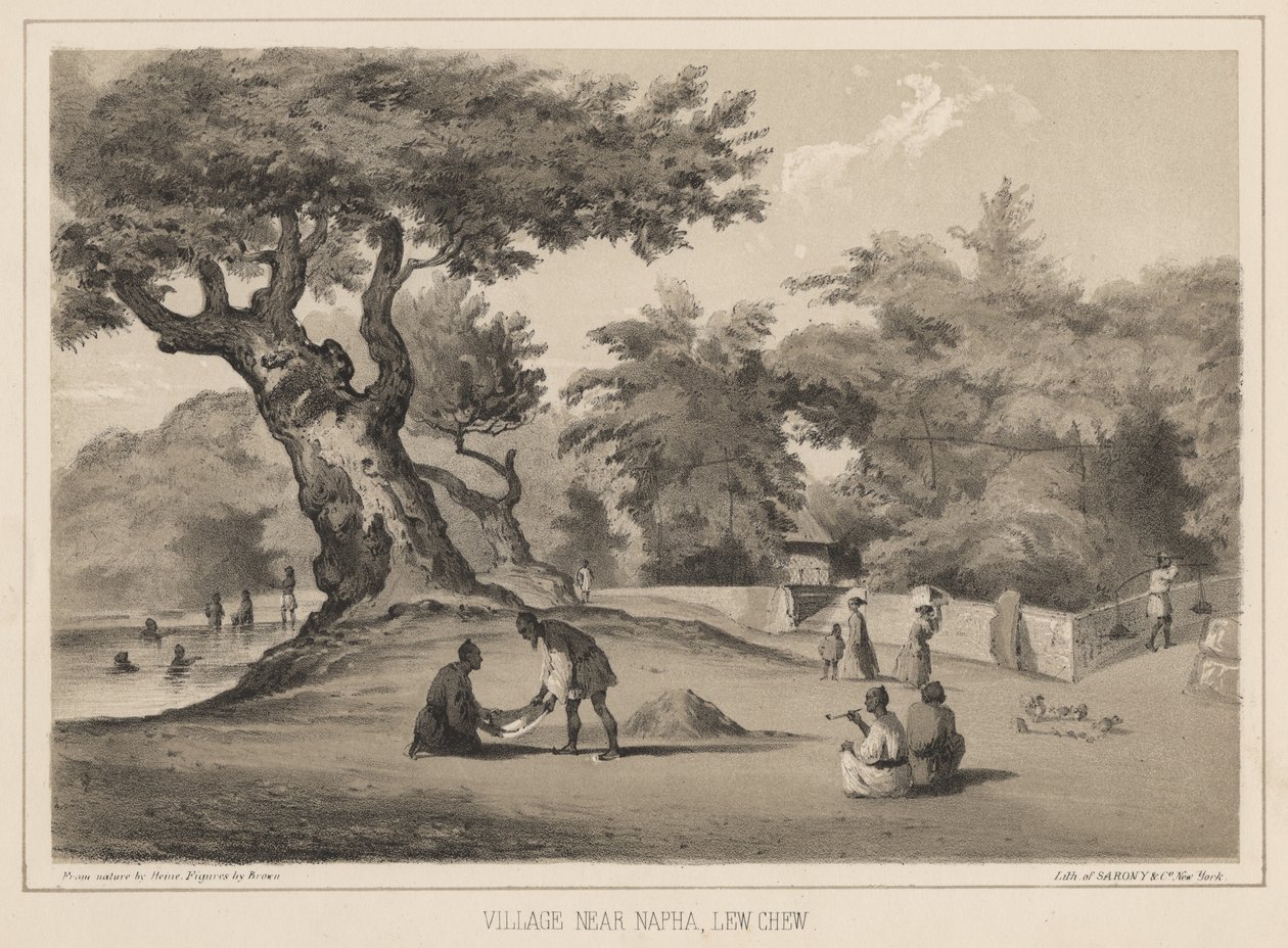 Vila perto de Napha, Lew Chew, 1855 de Wilhelm Joseph Heine