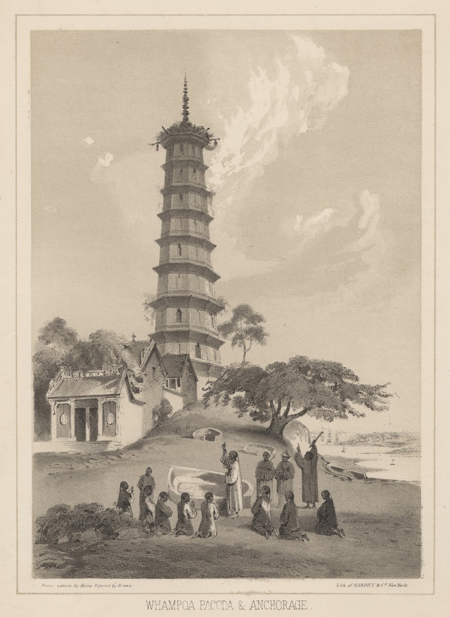Whampoa Pagoda e Anchorage, 1855 de Wilhelm Joseph Heine