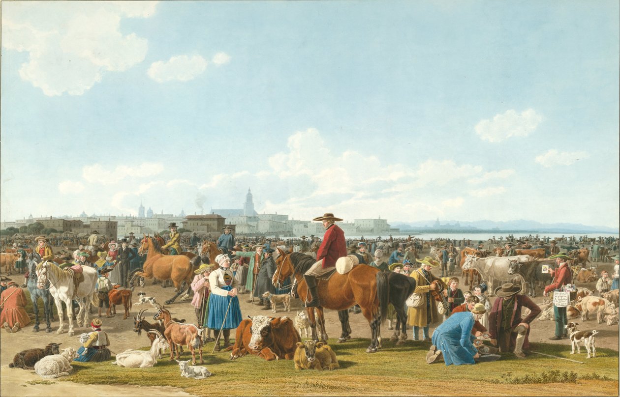 Mercado de gado perto de Genua, 1820 de Wilhelm Kobell Ritter von