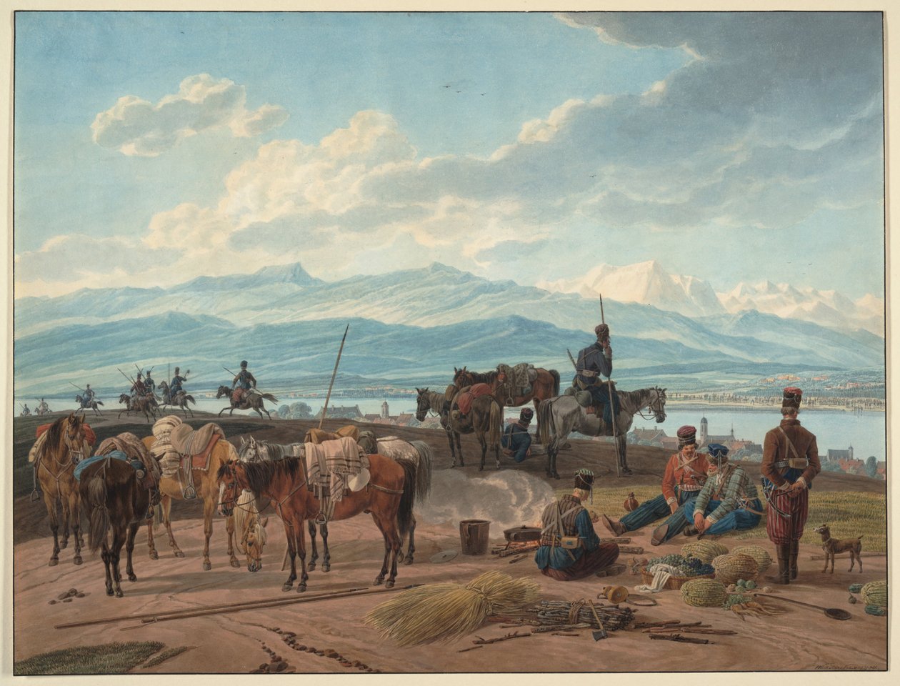 Parada dos cossacos russos, 1804 de Wilhelm Kobell Ritter von