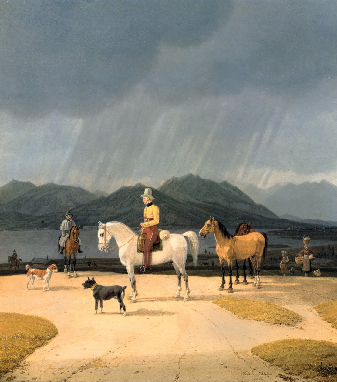 Cavaleiros no Tegernsee, 1832 de Wilhelm Kobell Ritter von