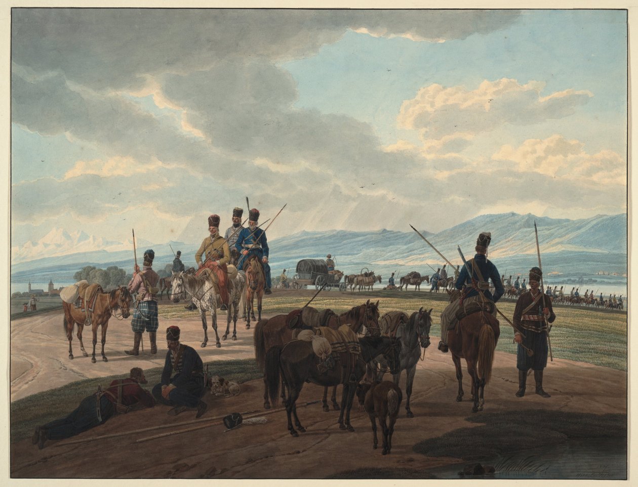 Cossacos russos em março de 1804 de Wilhelm Kobell Ritter von
