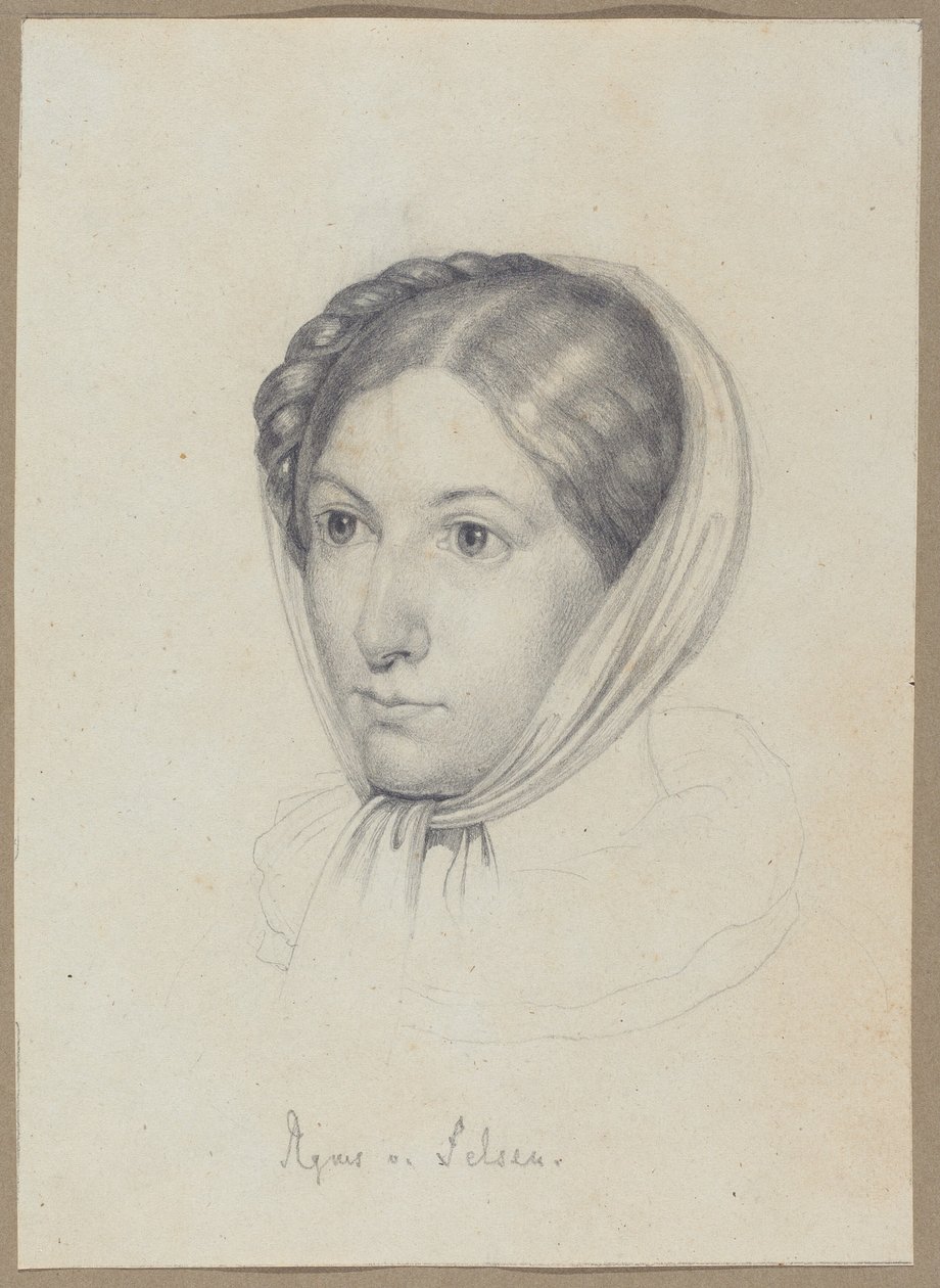 Agnes von Felsen, c.1822 (grafite) de Wilhelm Kügelgen