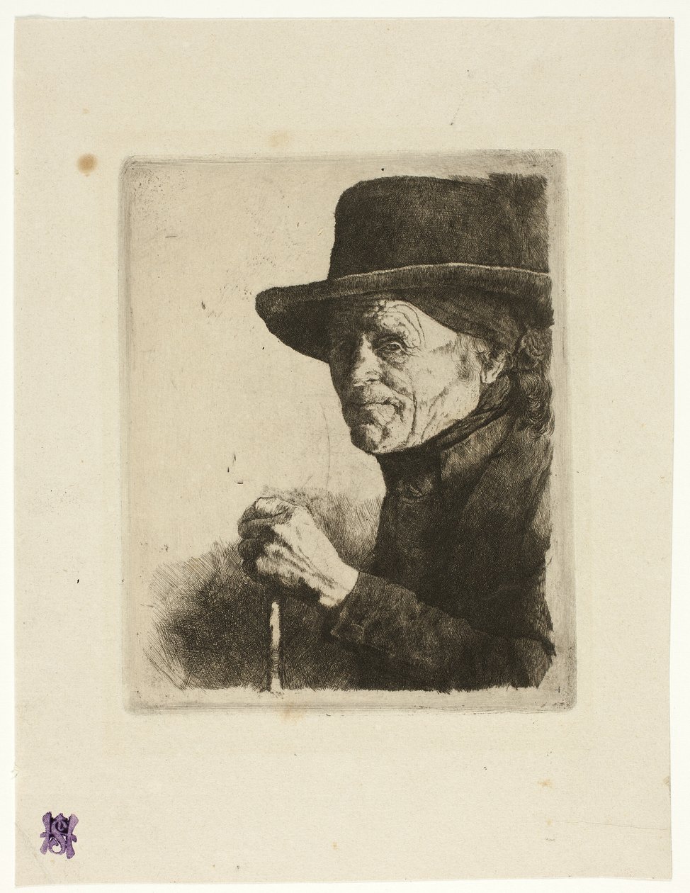 Velho com uma bengala de Wilhelm Maria Hubertus Leibl