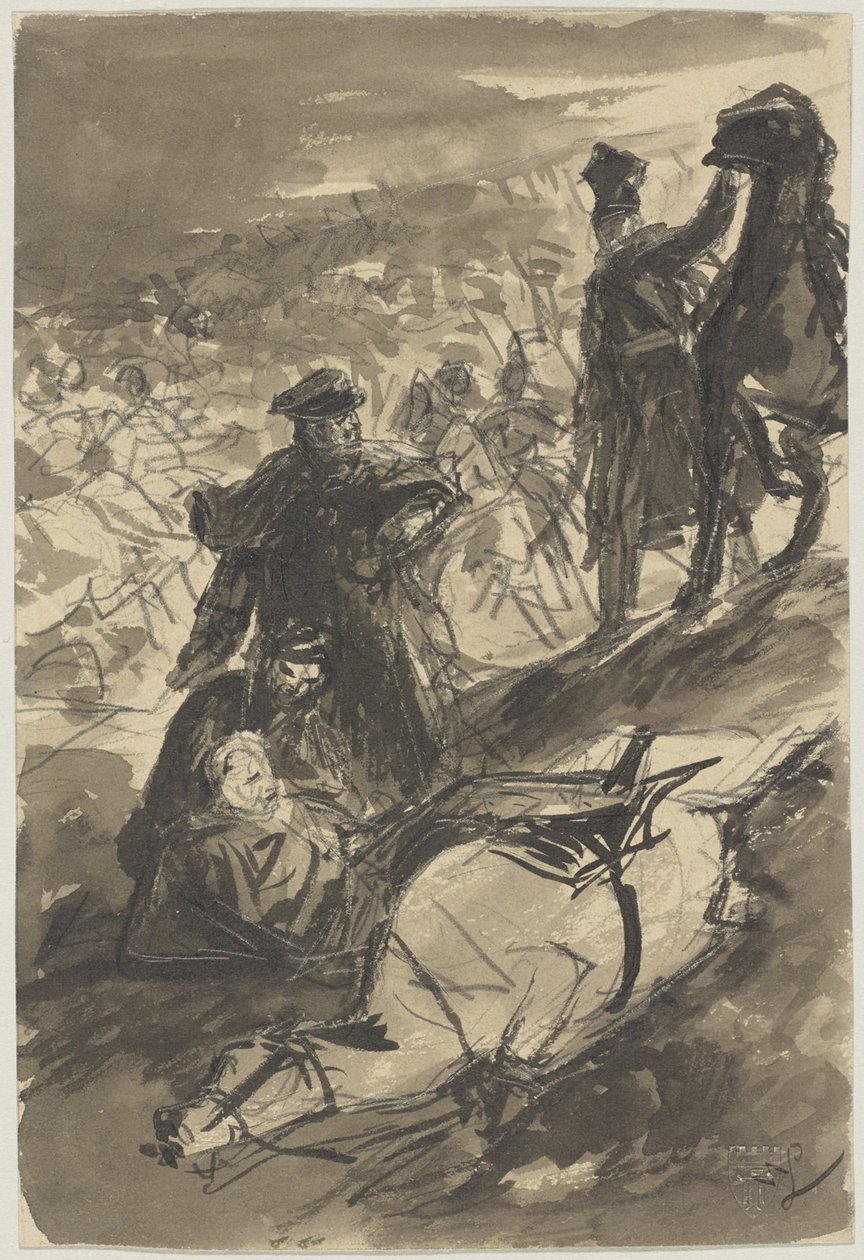 A queda de Blücher na batalha de Ligny de Wilhelm Lindenschmit der Jüngere