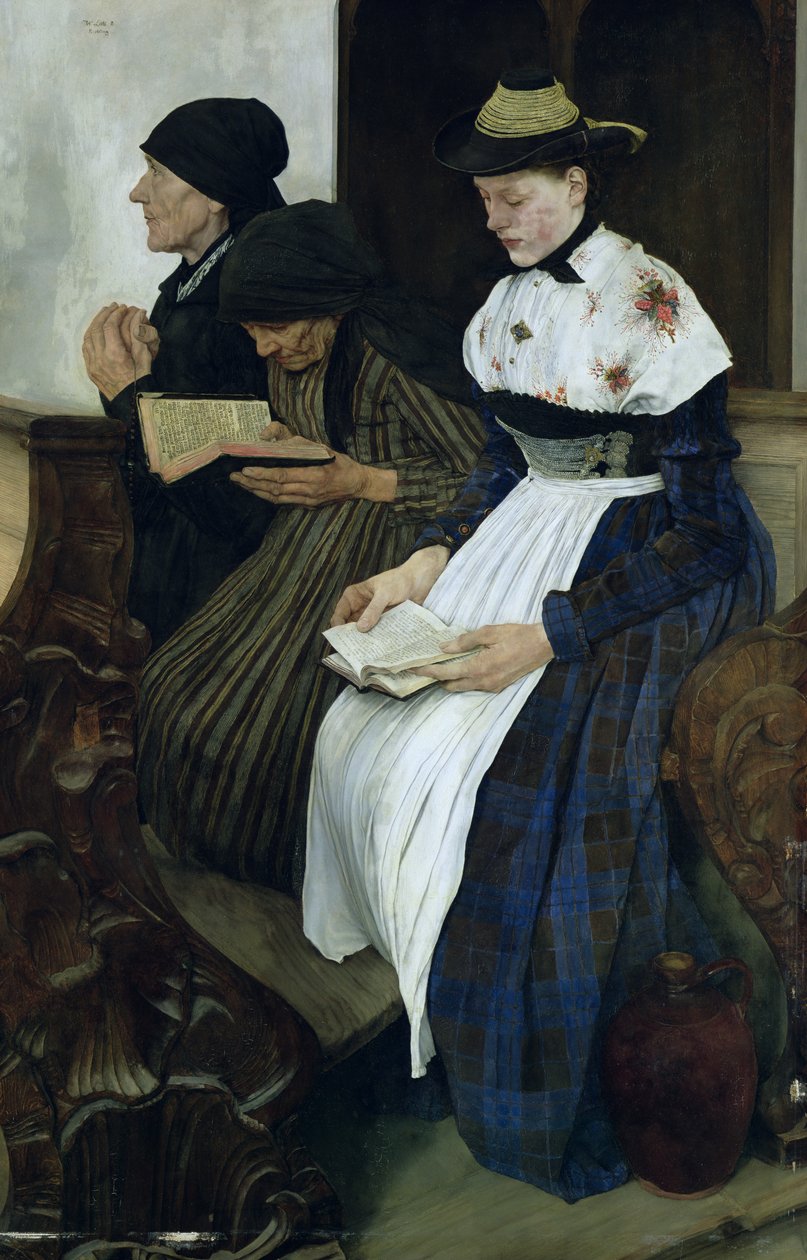 Três mulheres na igreja, 1882 de Wilhelm Maria Hubertus Leibl