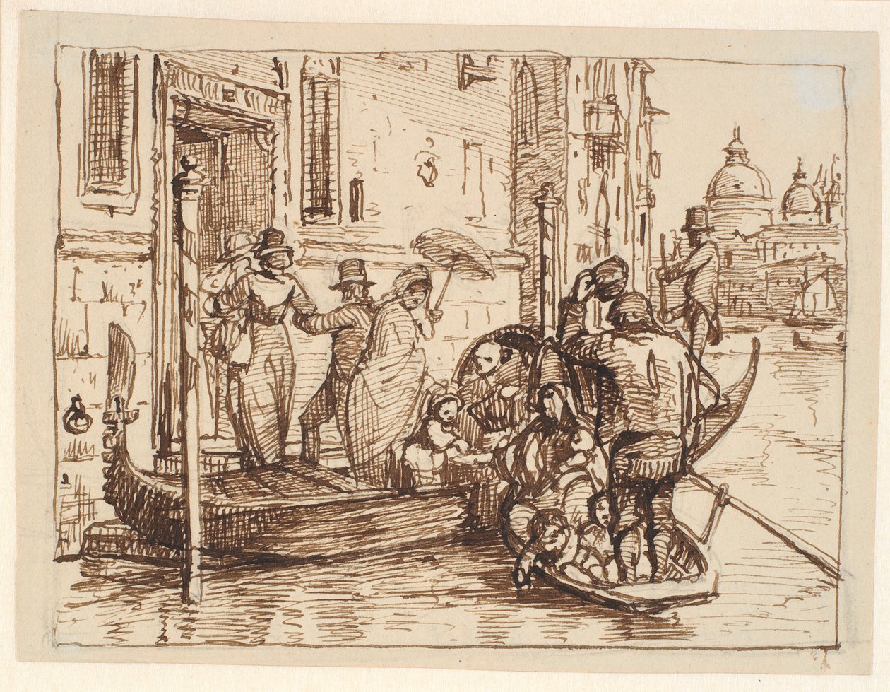 Saindo de uma gôndola no Canal Grande em Veneza. Ao fundo Santa Marie delle Salute de Wilhelm Marstrand