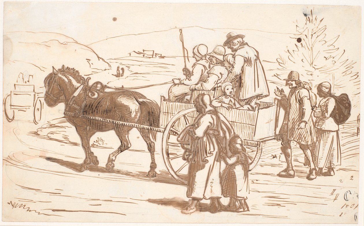 Agricultores de Orsa Parish dirigem para Kirke, Dalarne de Wilhelm Marstrand