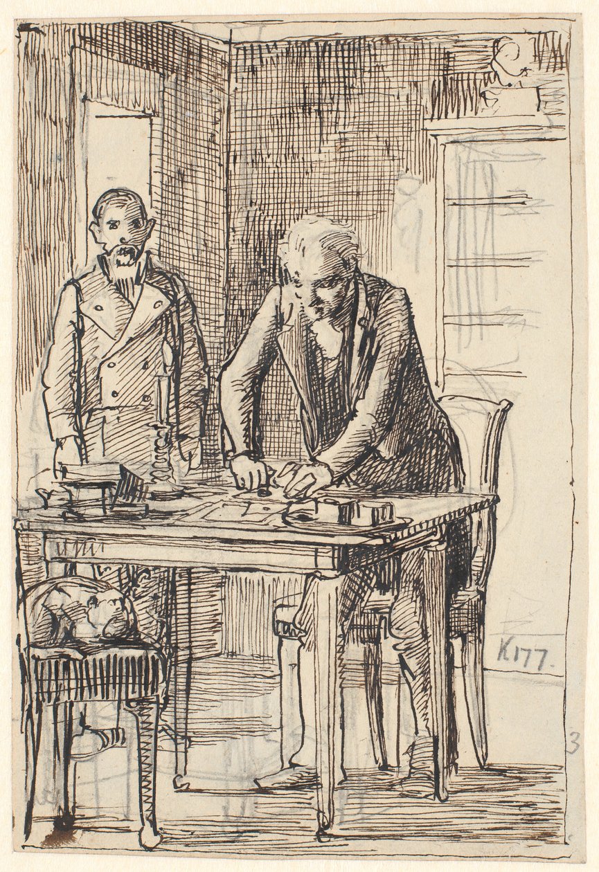 A carta é selada enquanto o servo espera de Wilhelm Marstrand