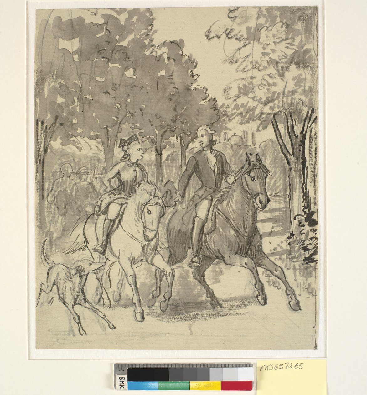 Caroline Mathilde e Struensee em um passeio a cavalo em Hørsholm de Wilhelm Marstrand