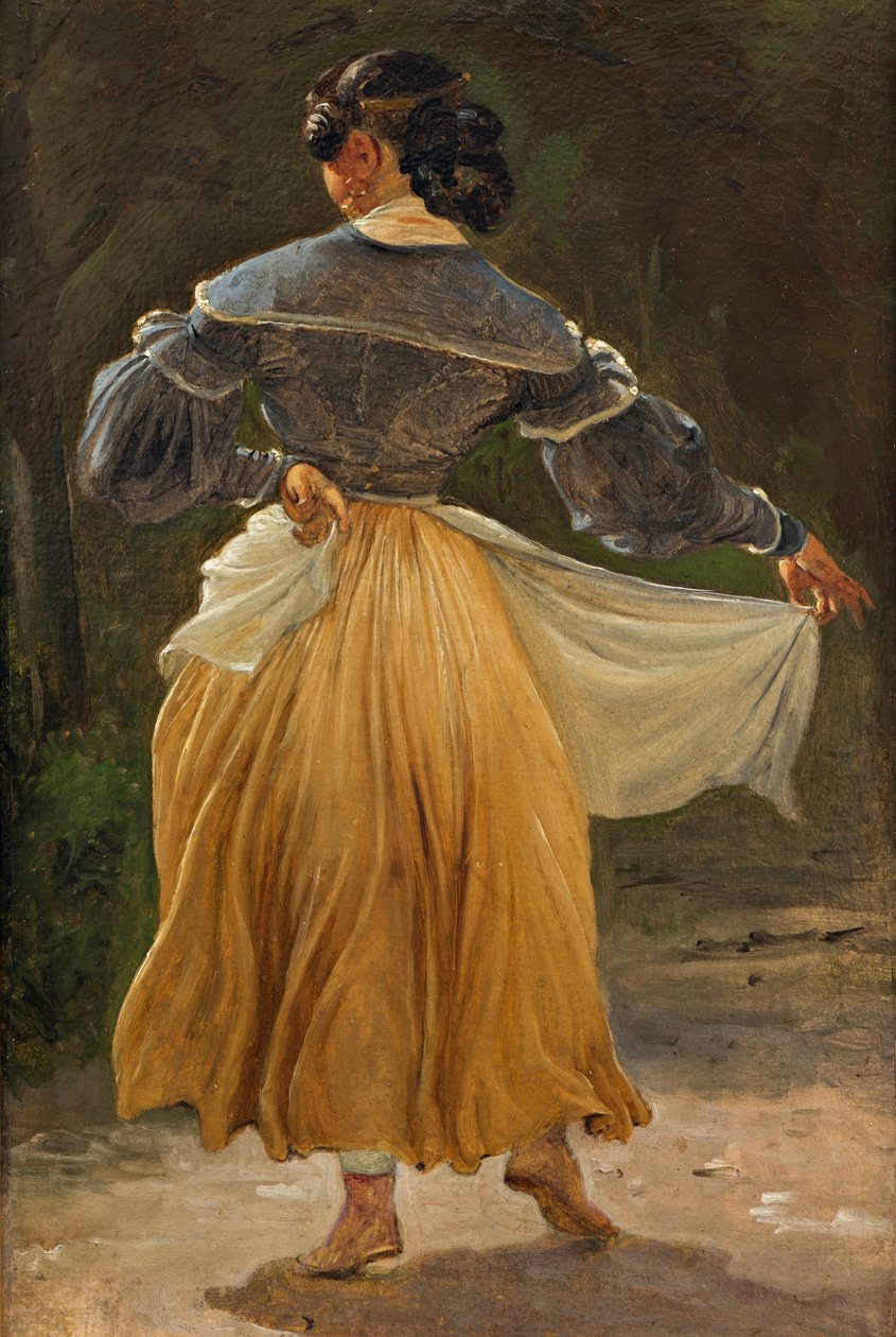 Mulher romana dançante, antes de 1838 (óleo sobre cartão) de Wilhelm Marstrand