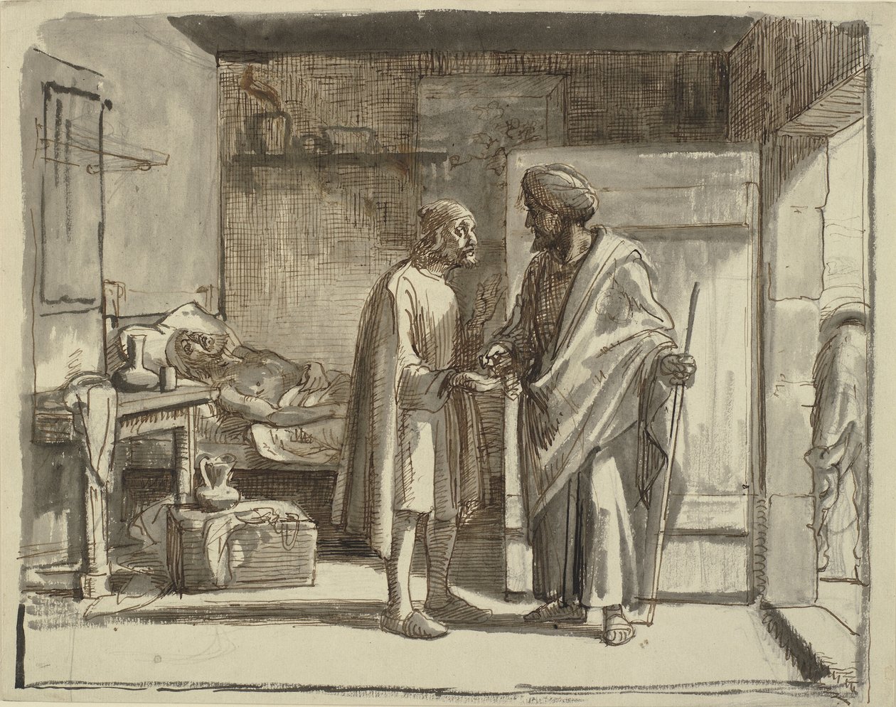 O Bom Samaritano paga o anfitrião de Wilhelm Marstrand
