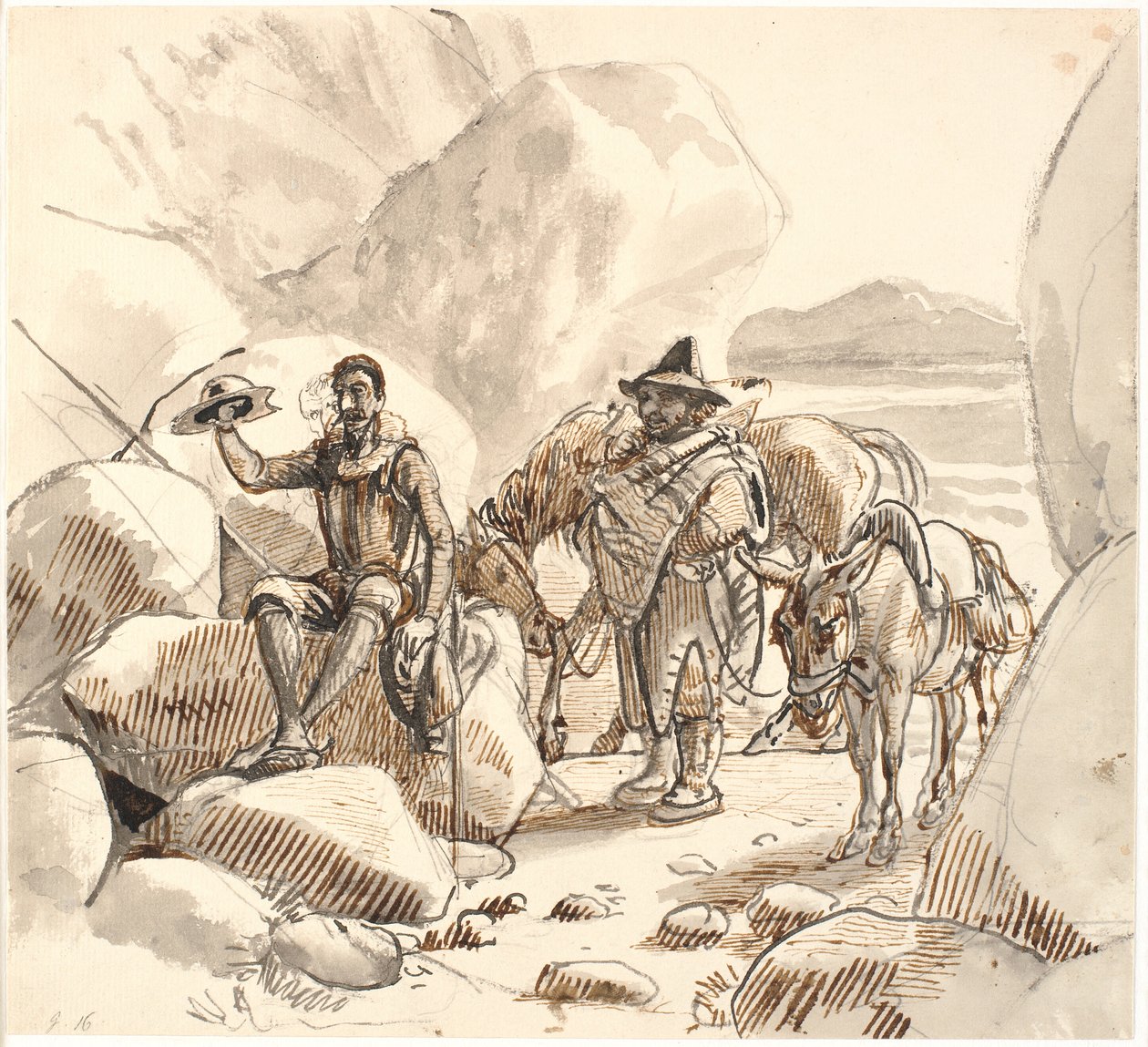 Dom Quixote ensina Sancho sobre a reputação e o futuro dos cavaleiros de Wilhelm Marstrand