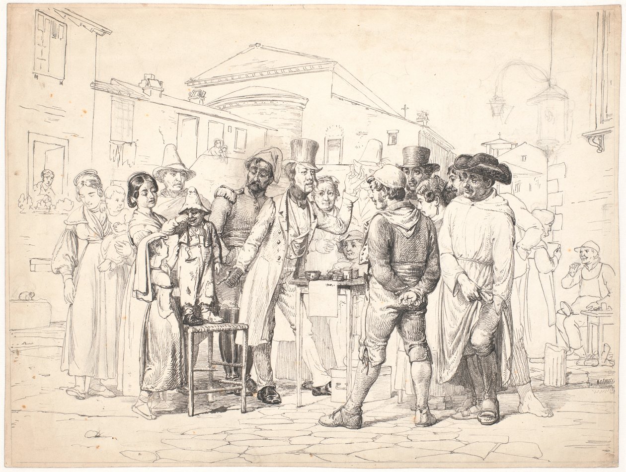 Um charlatão vende preto brilhante, Roma de Wilhelm Marstrand