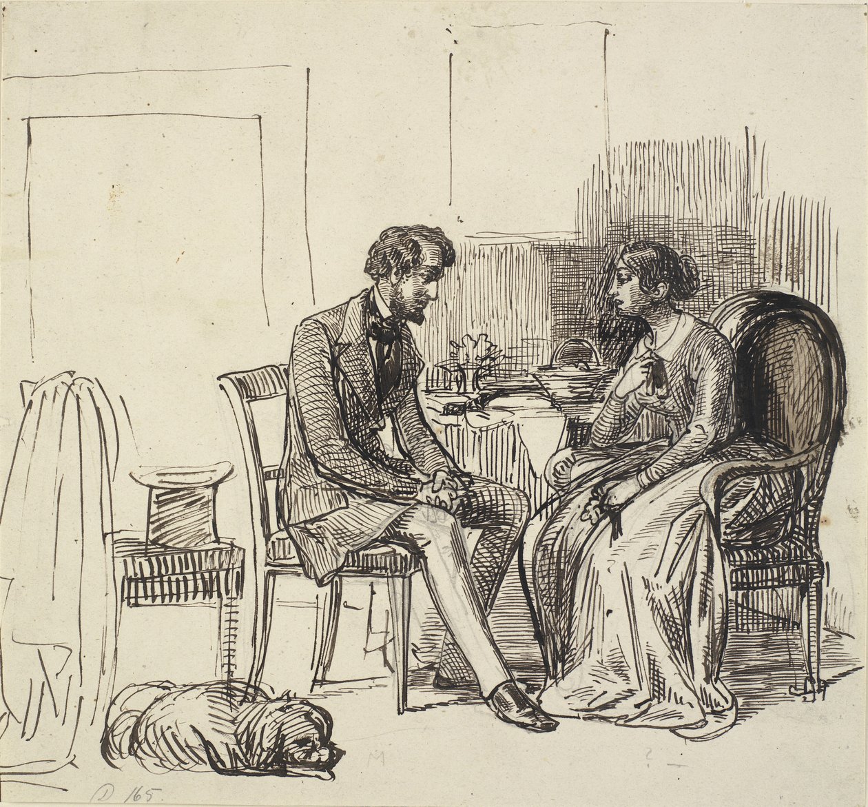 Um cavalheiro visitando uma jovem de Wilhelm Marstrand