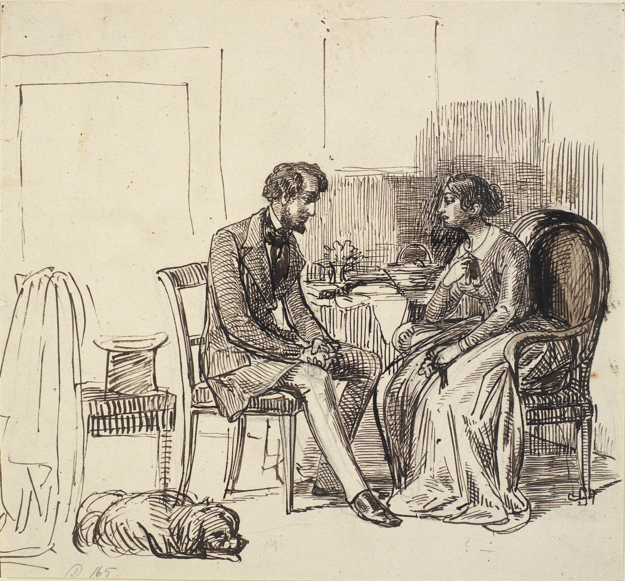 Um cavalheiro visitando uma jovem de Wilhelm Marstrand