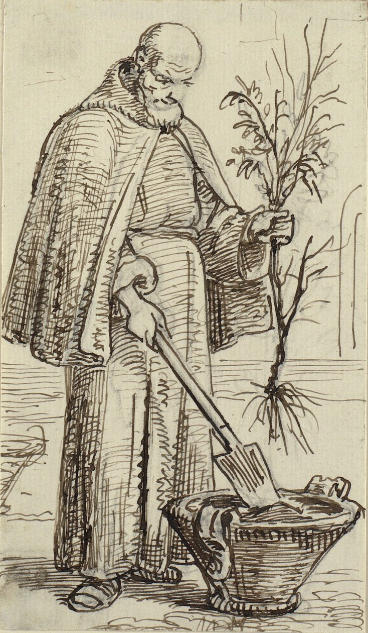 Um monge planta uma árvore de Wilhelm Marstrand