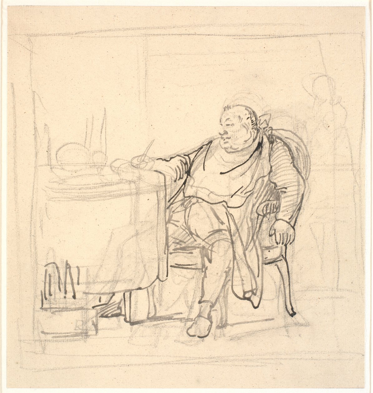Um homem gordo na mesa de jantar de Wilhelm Marstrand