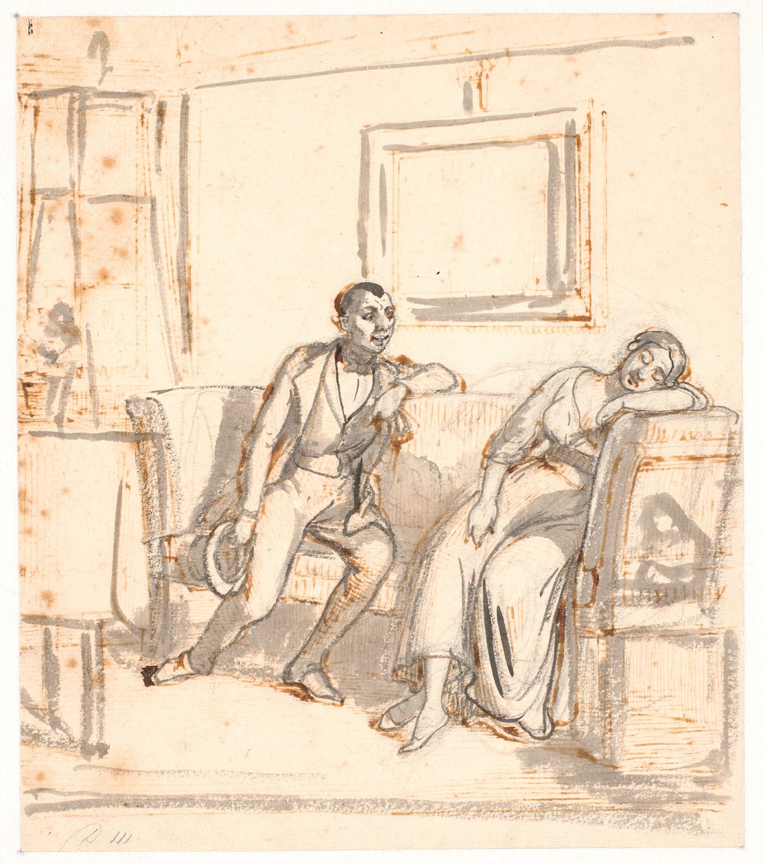 Um casal no sofá, a garota dormindo de Wilhelm Marstrand