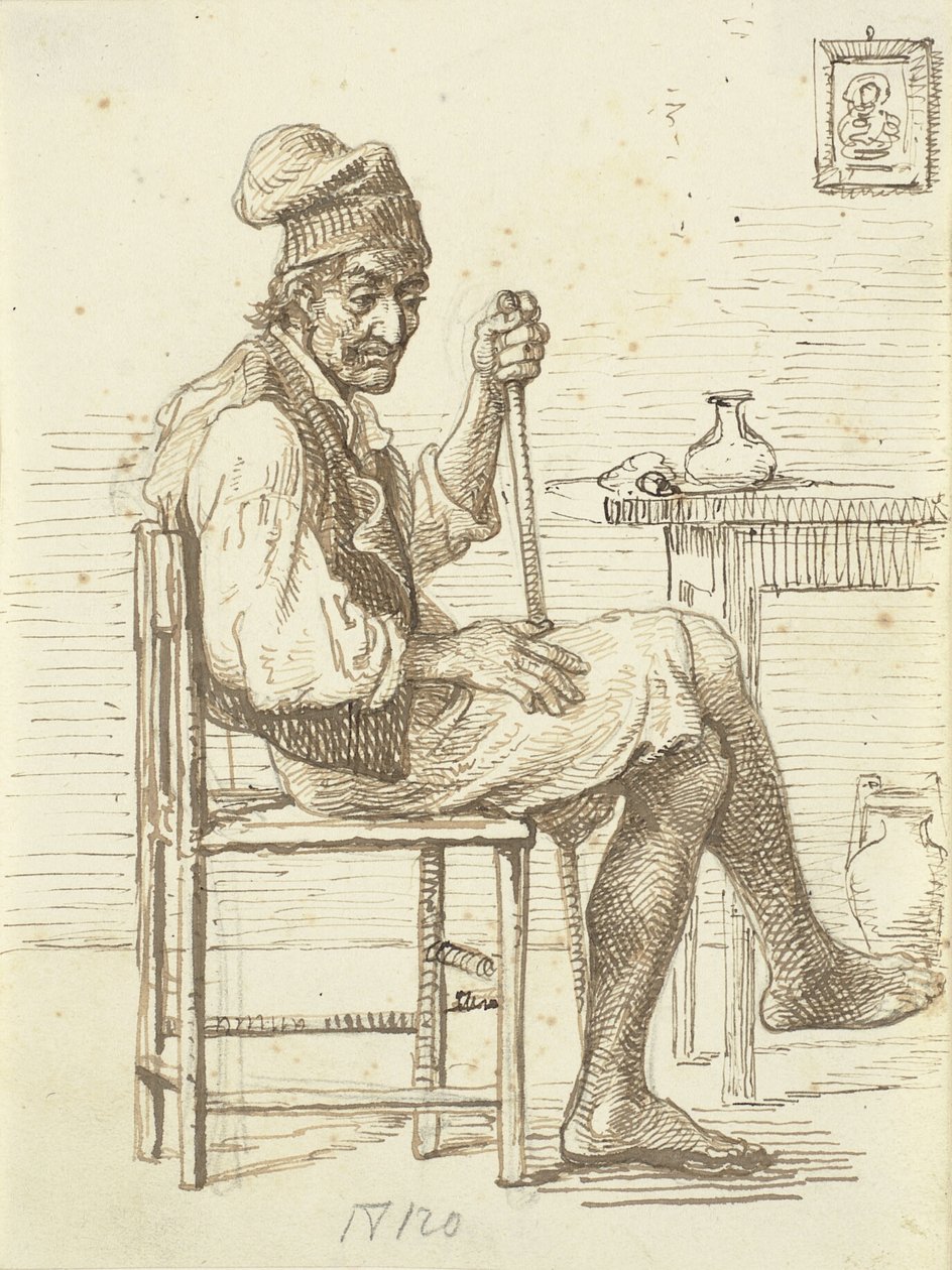 Velho pescador italiano sentado na sala de estar de Wilhelm Marstrand