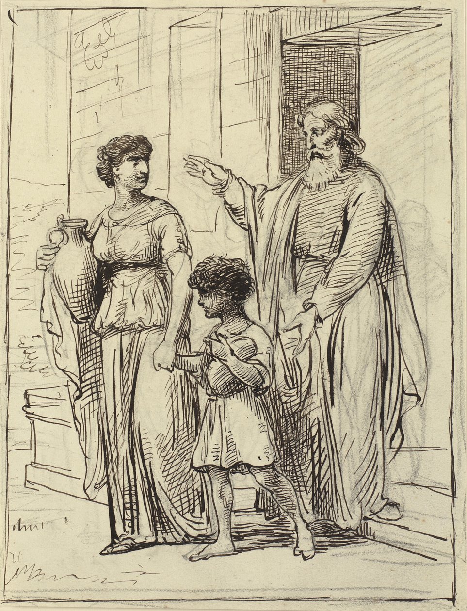 Agar e Ismael deixam Abraão de Wilhelm Marstrand