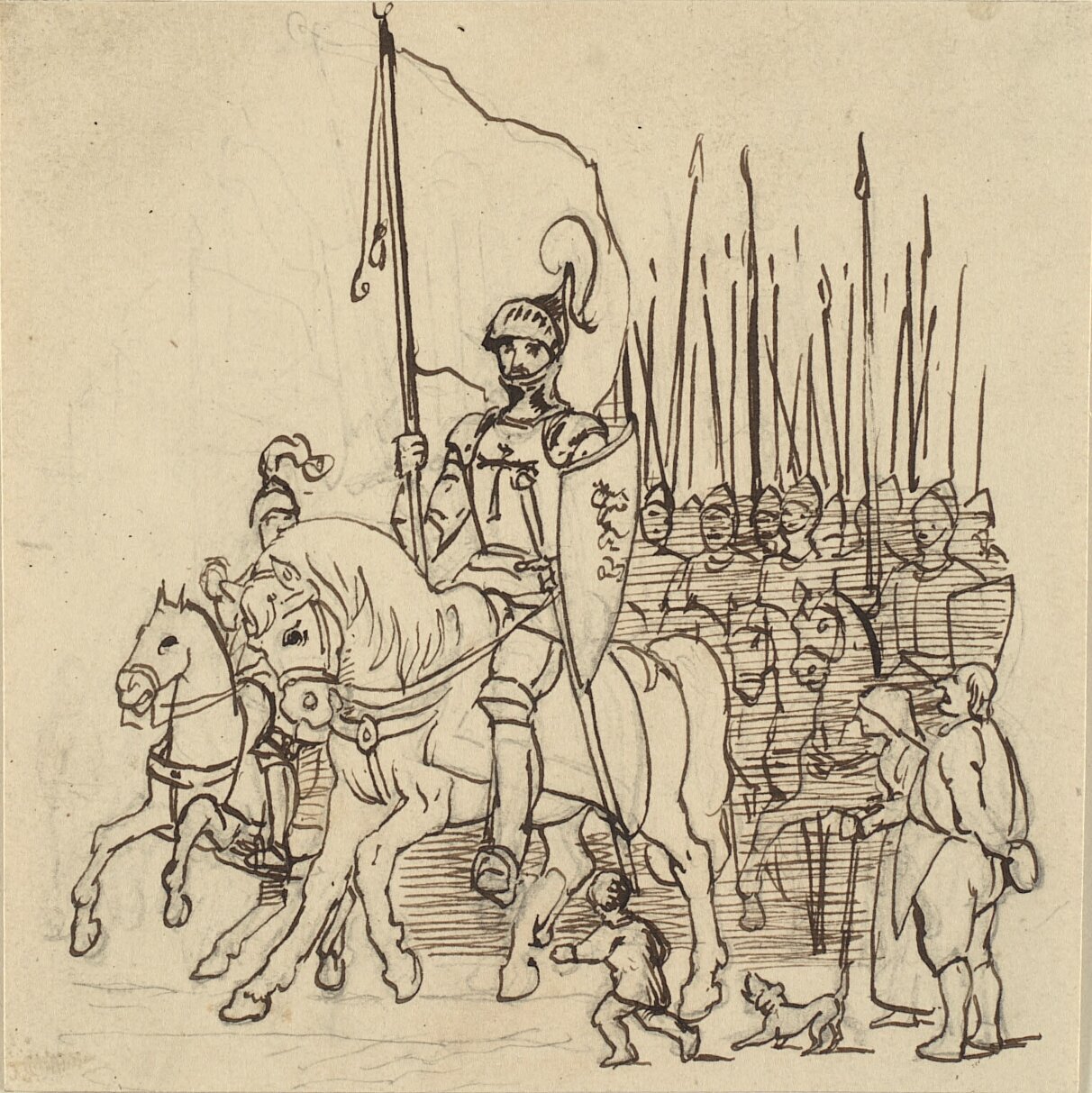 Holger Danske à frente de seus pilotos de Wilhelm Marstrand