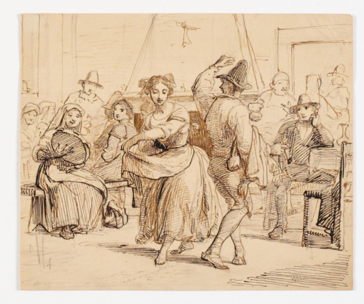 Interior de uma taverna com um casal dançando de Wilhelm Marstrand