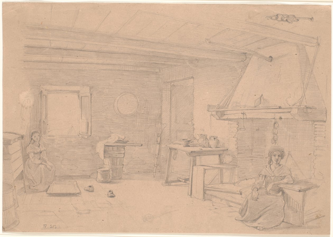 Interior camponês italiano de Wilhelm Marstrand