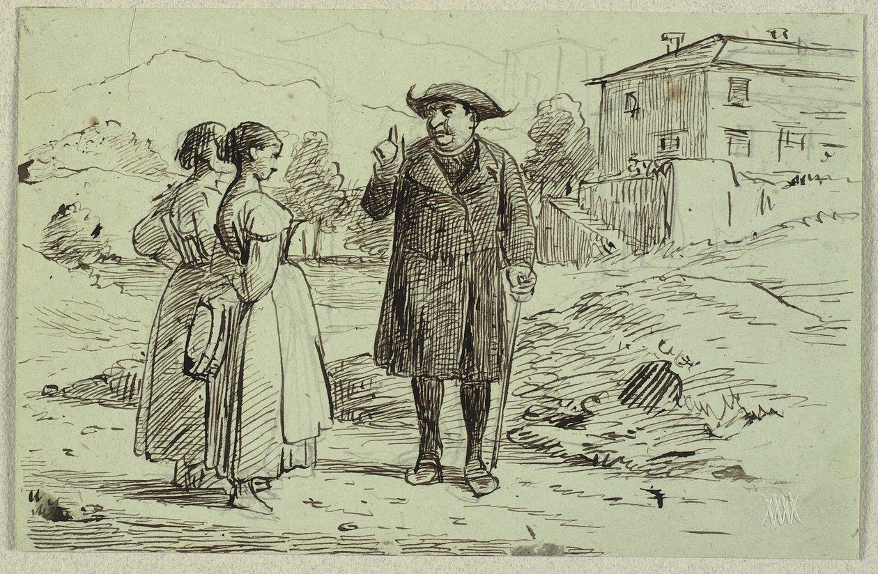 Cena italiana com duas mulheres e um pai de Wilhelm Marstrand