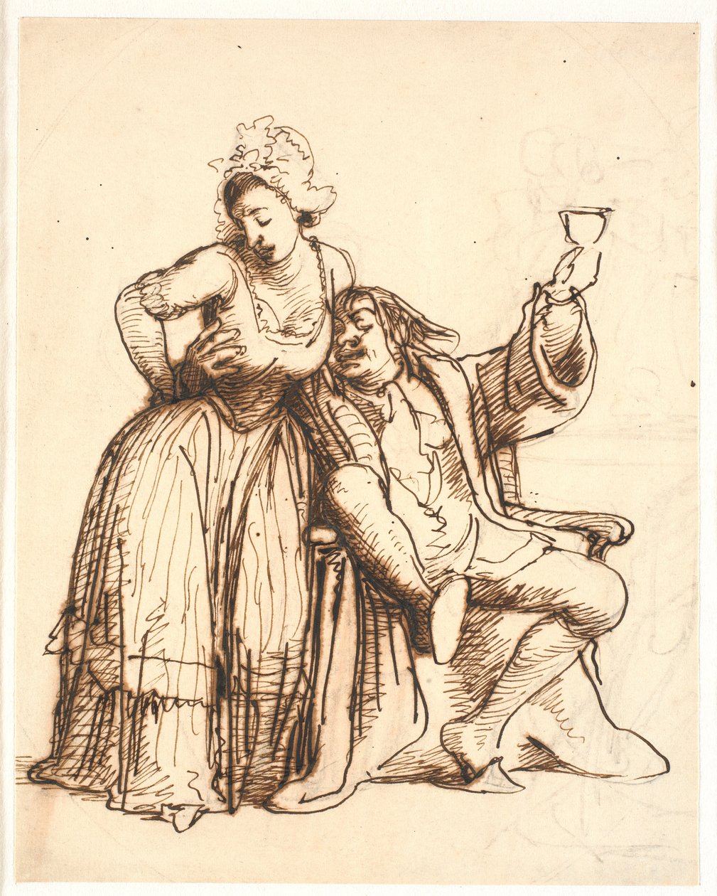 Jeppe e a esposa do oficial de equitação de Wilhelm Marstrand