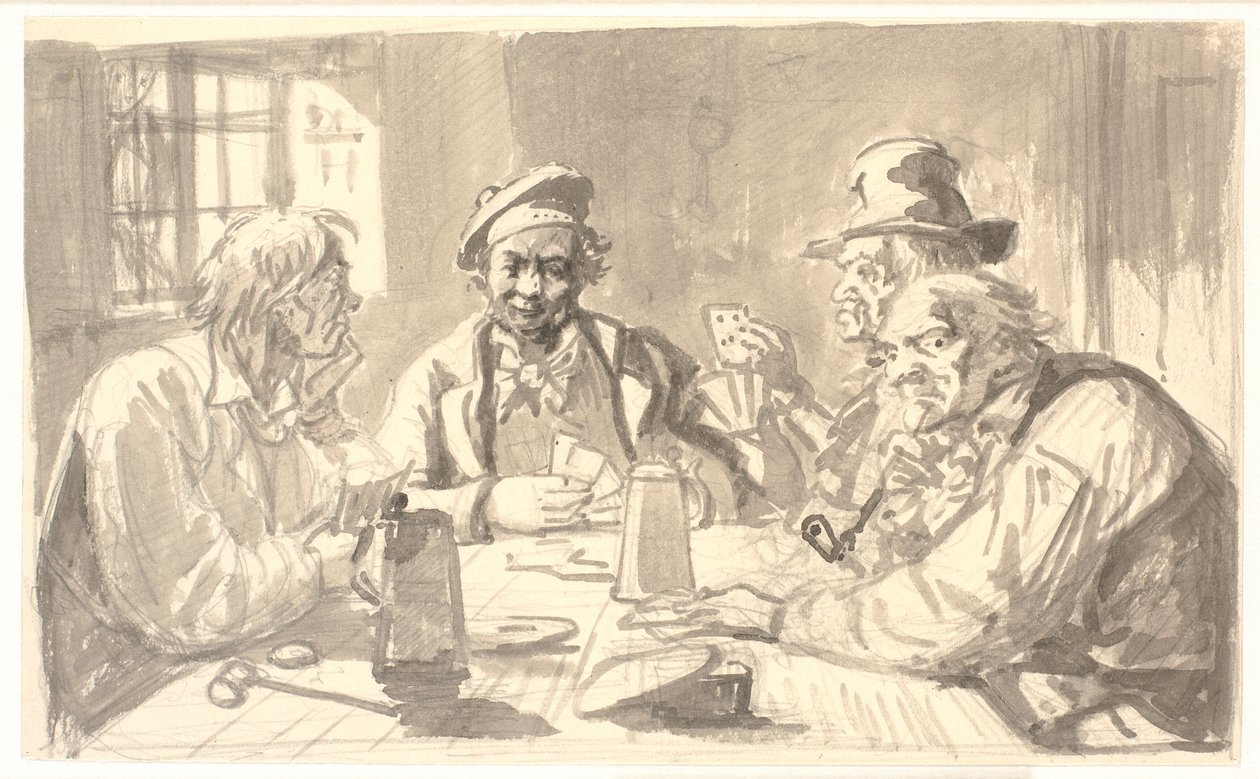 Jogo de cartas em uma adega de taverna de Wilhelm Marstrand