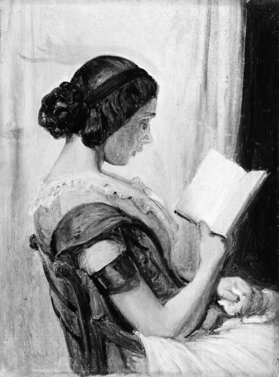 Jovem rapariga a ler de Wilhelm Marstrand
