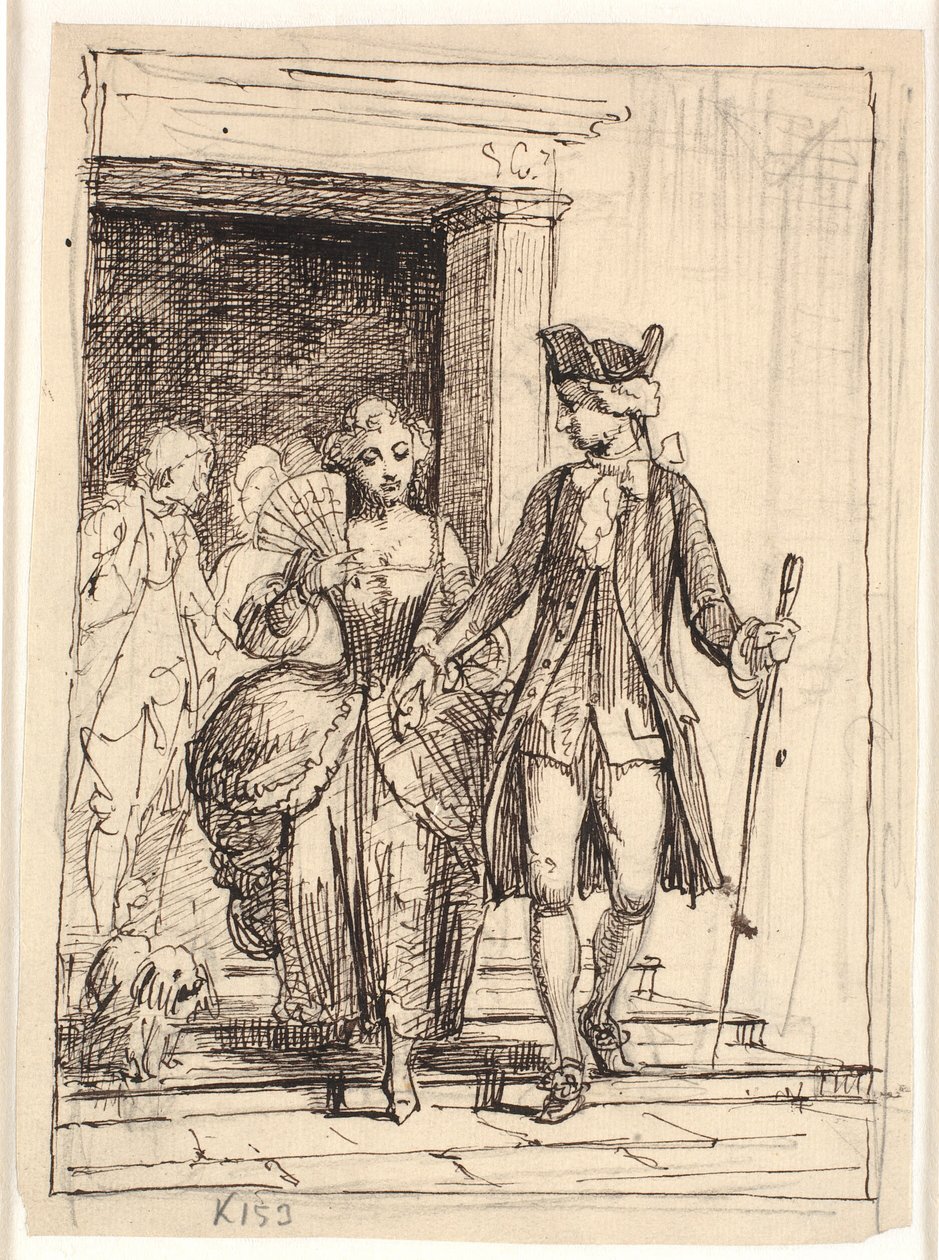 Leander e Leonora, atrás deles Henrik e Pernille de Wilhelm Marstrand