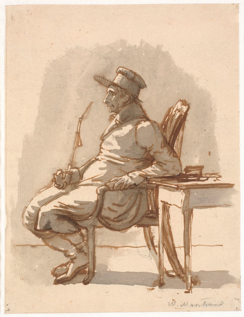 Homem com cachimbo e boné. O tio do artista de Wilhelm Marstrand