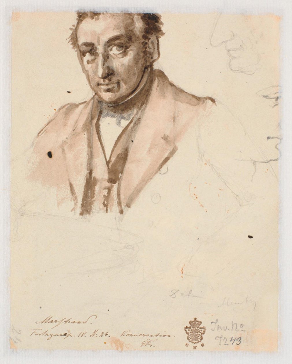 Retrato de homem e dois perfis de Wilhelm Marstrand