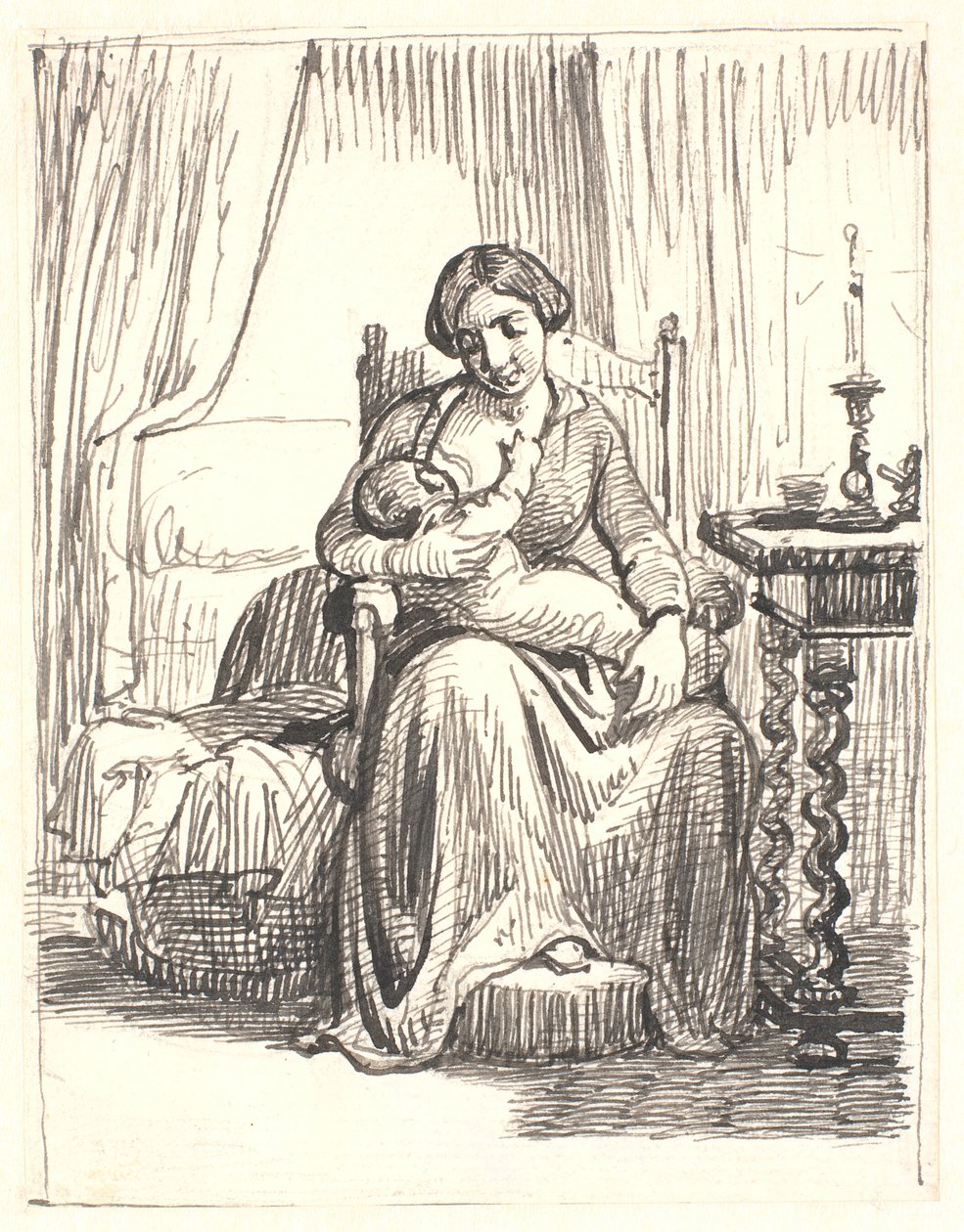 Mãe com filho lactante, t.h. luz acesa de Wilhelm Marstrand
