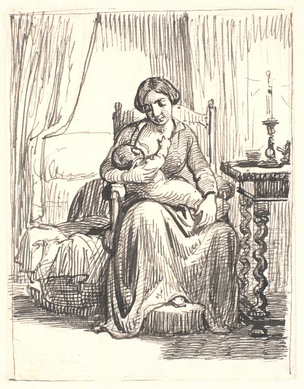 Mãe com filho lactante, t.h. luz acesa de Wilhelm Marstrand