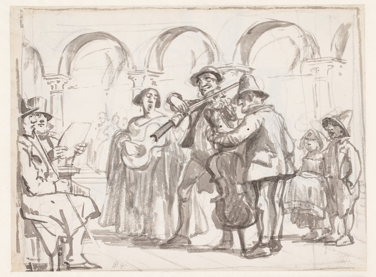 O músico na Marcus Square, Veneza de Wilhelm Marstrand