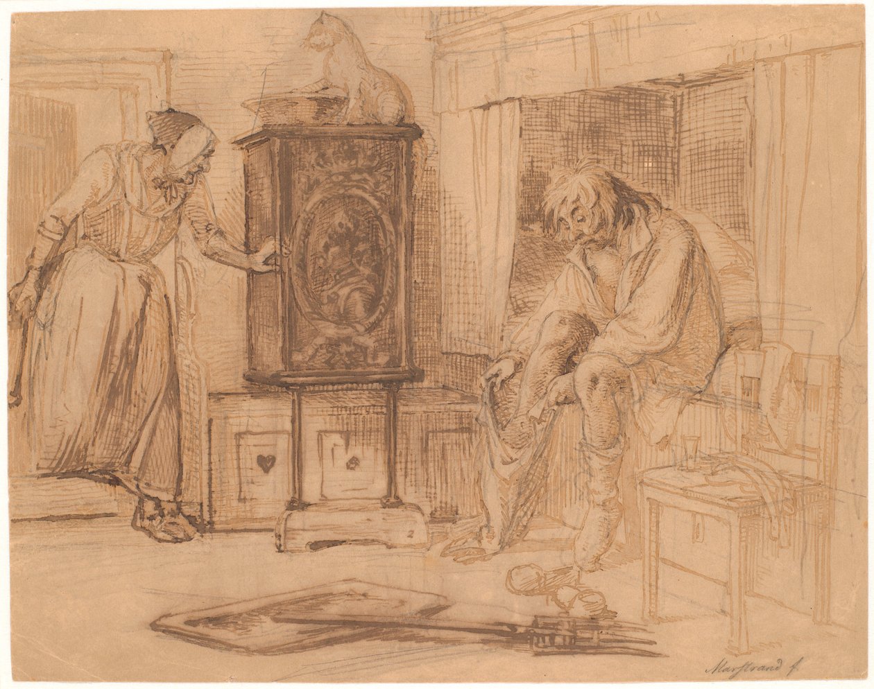 Nille encontra Jeppe dormindo com as calças em uma perna de Wilhelm Marstrand