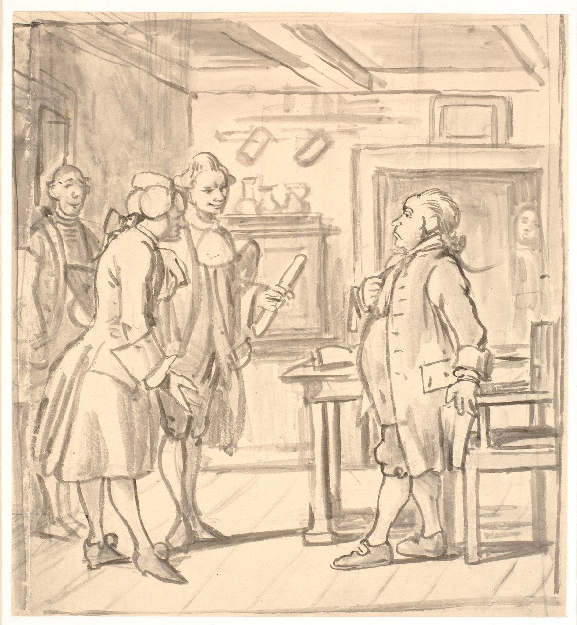 A visita de congratulações dos Conselheiros. (O arremessador político) de Wilhelm Marstrand