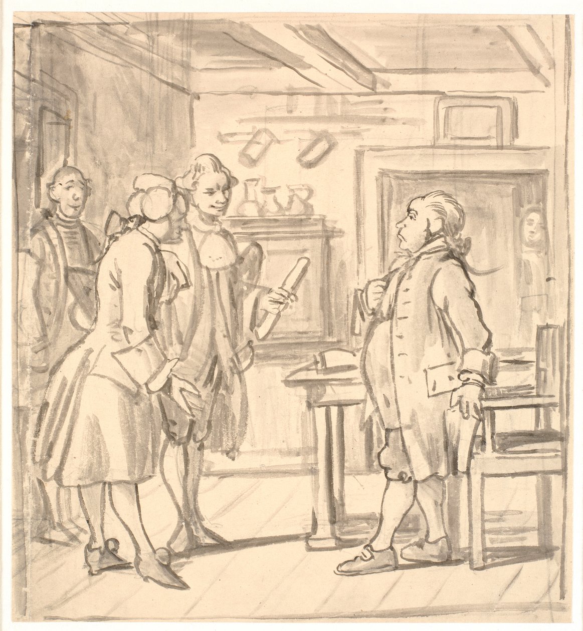 A visita de congratulações dos Conselheiros. (O arremessador político) de Wilhelm Marstrand