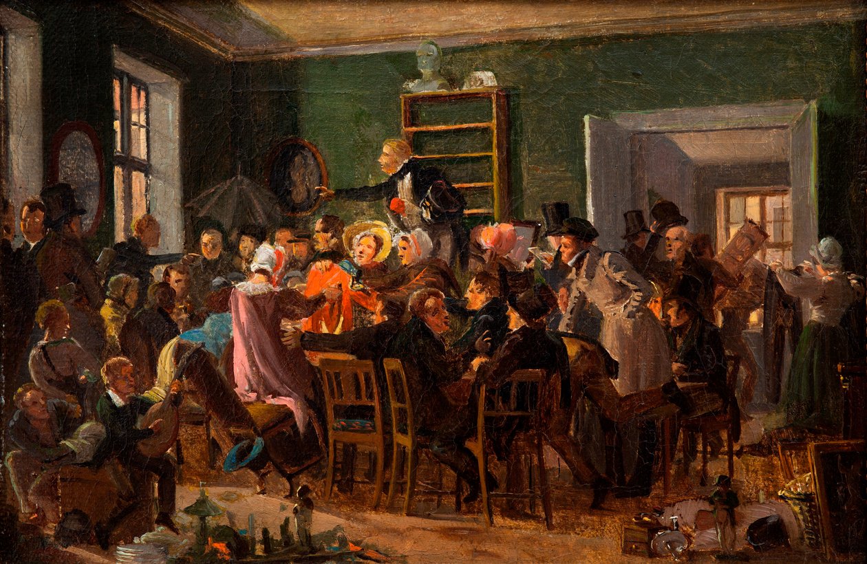 Cena de um leilão de Wilhelm Marstrand