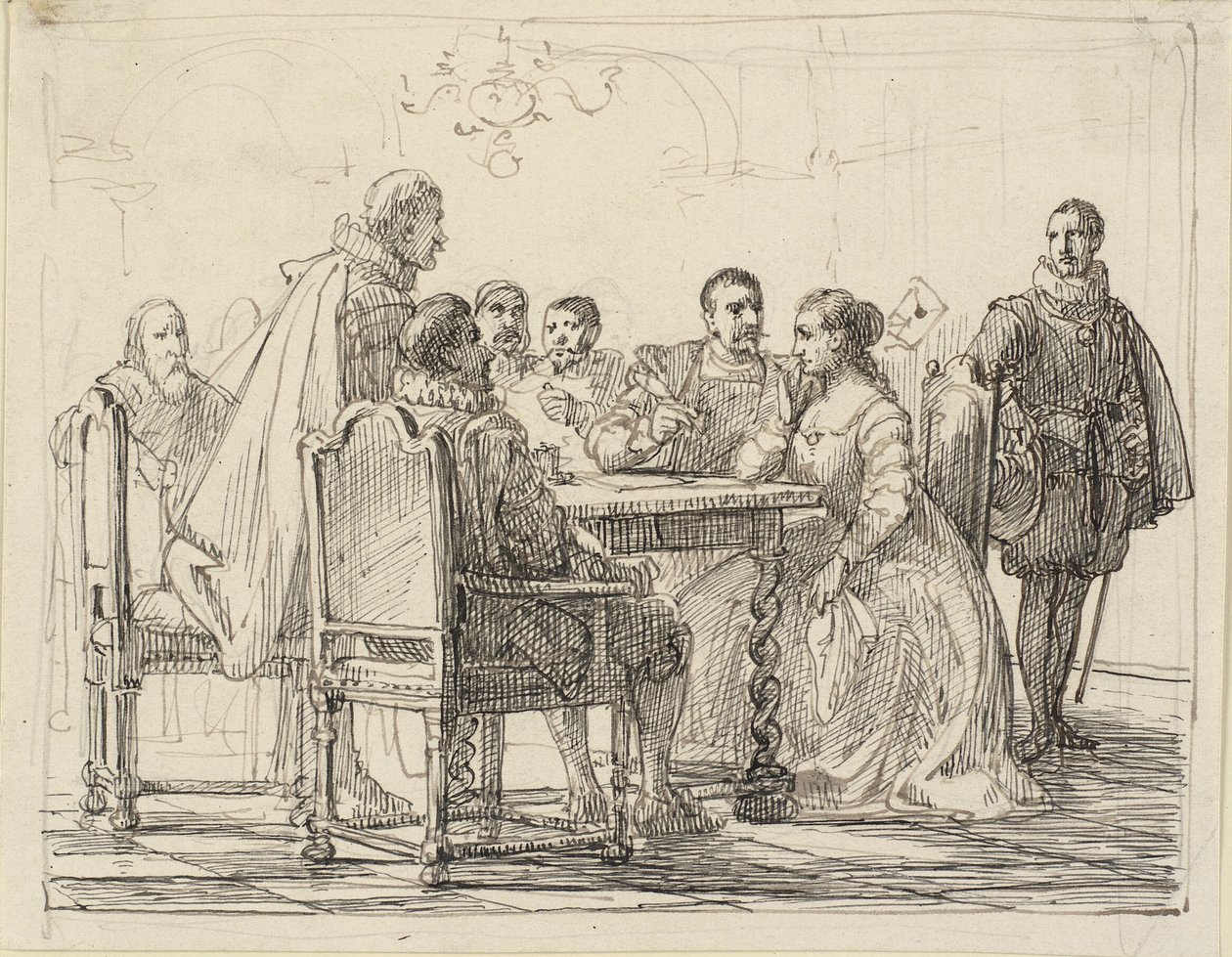 Cena da empresa, Chr. tempo de IV de Wilhelm Marstrand