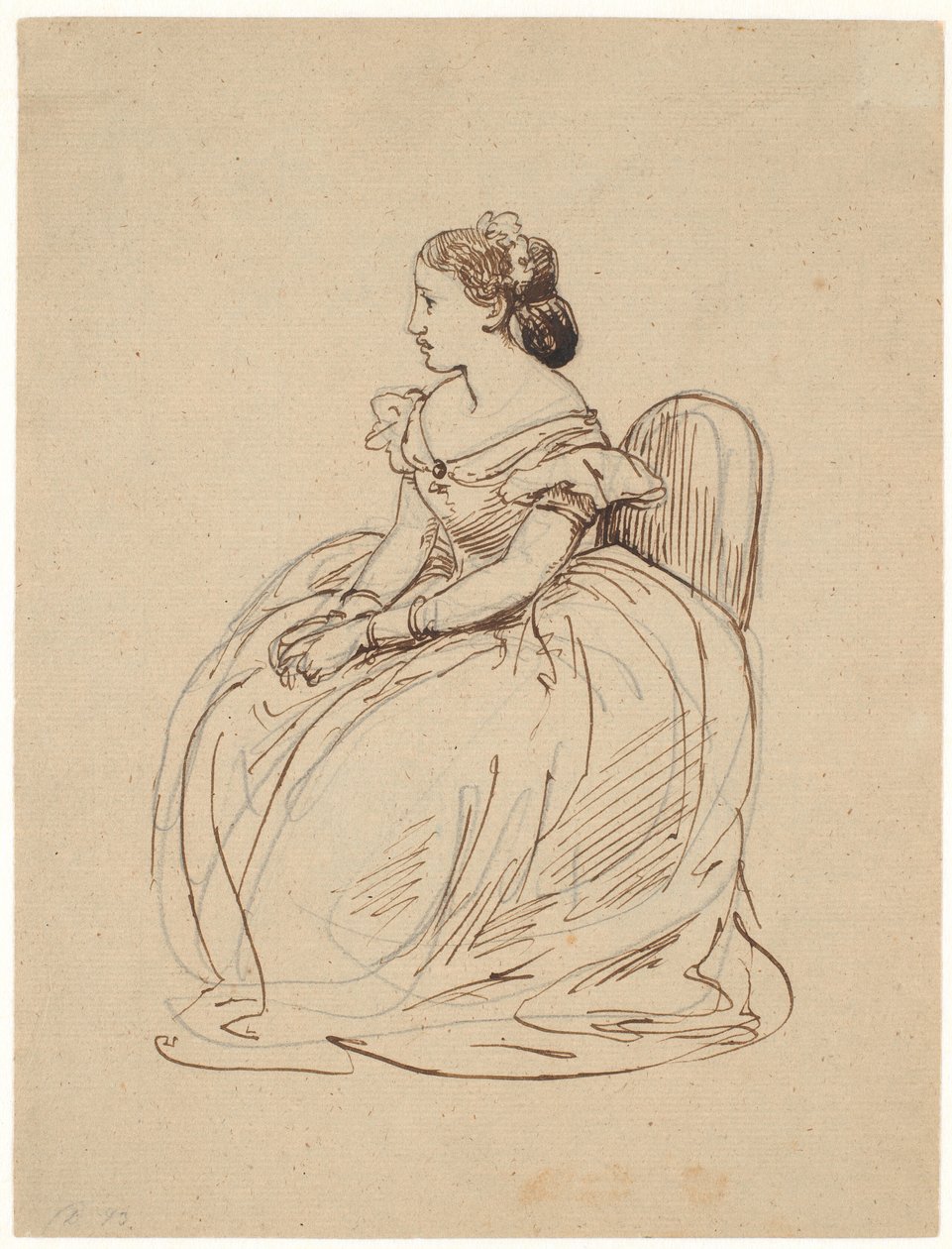 Mulher sentada em vestido de baile de Wilhelm Marstrand