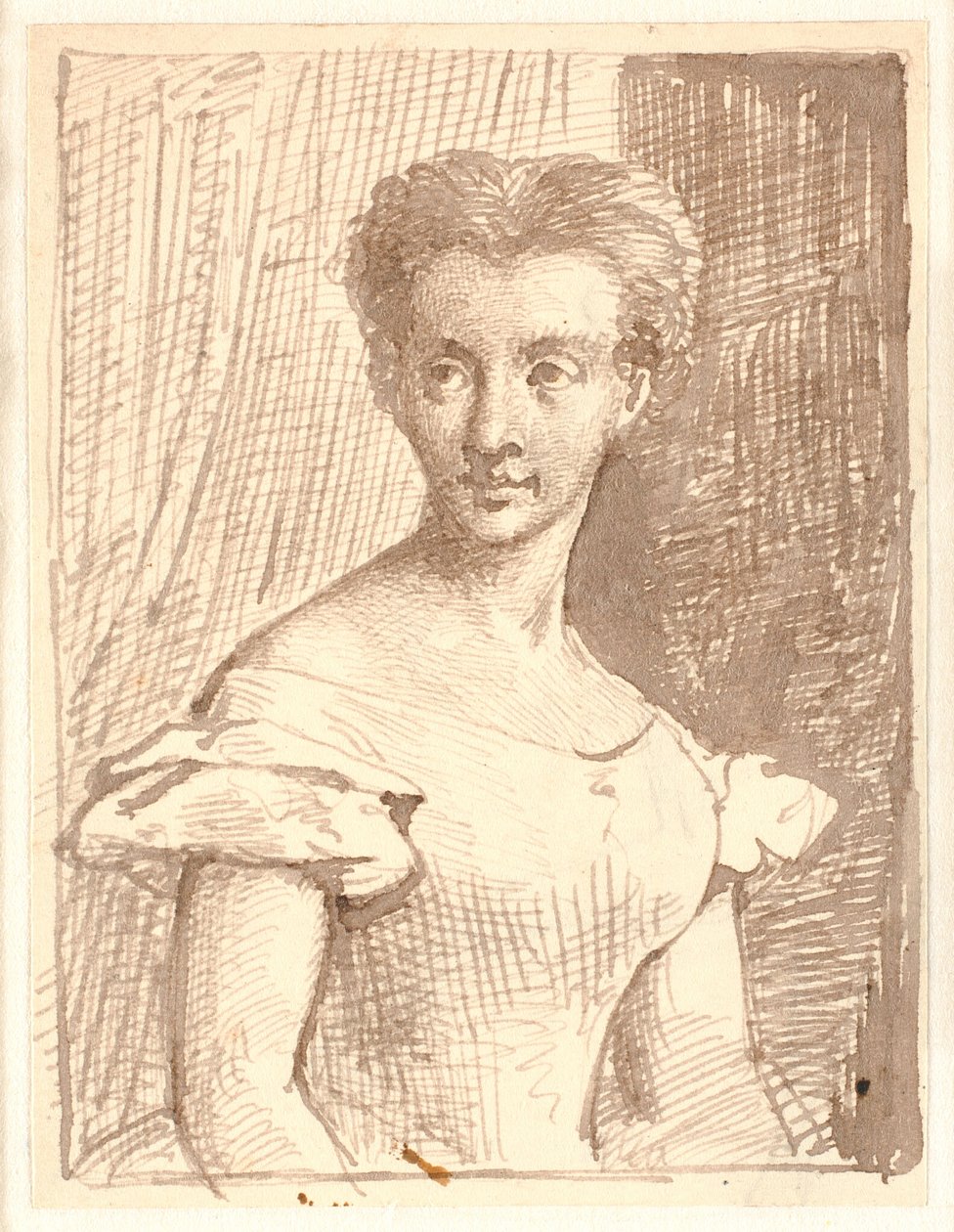 Estudo de Arendse Hulegaard, sentado, virado para a esquerda de Wilhelm Marstrand